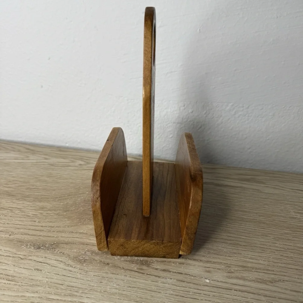 Vintage Handmade Wood Paper Napkin Holder Cottagecore Farmhouse‎ Country Folk
